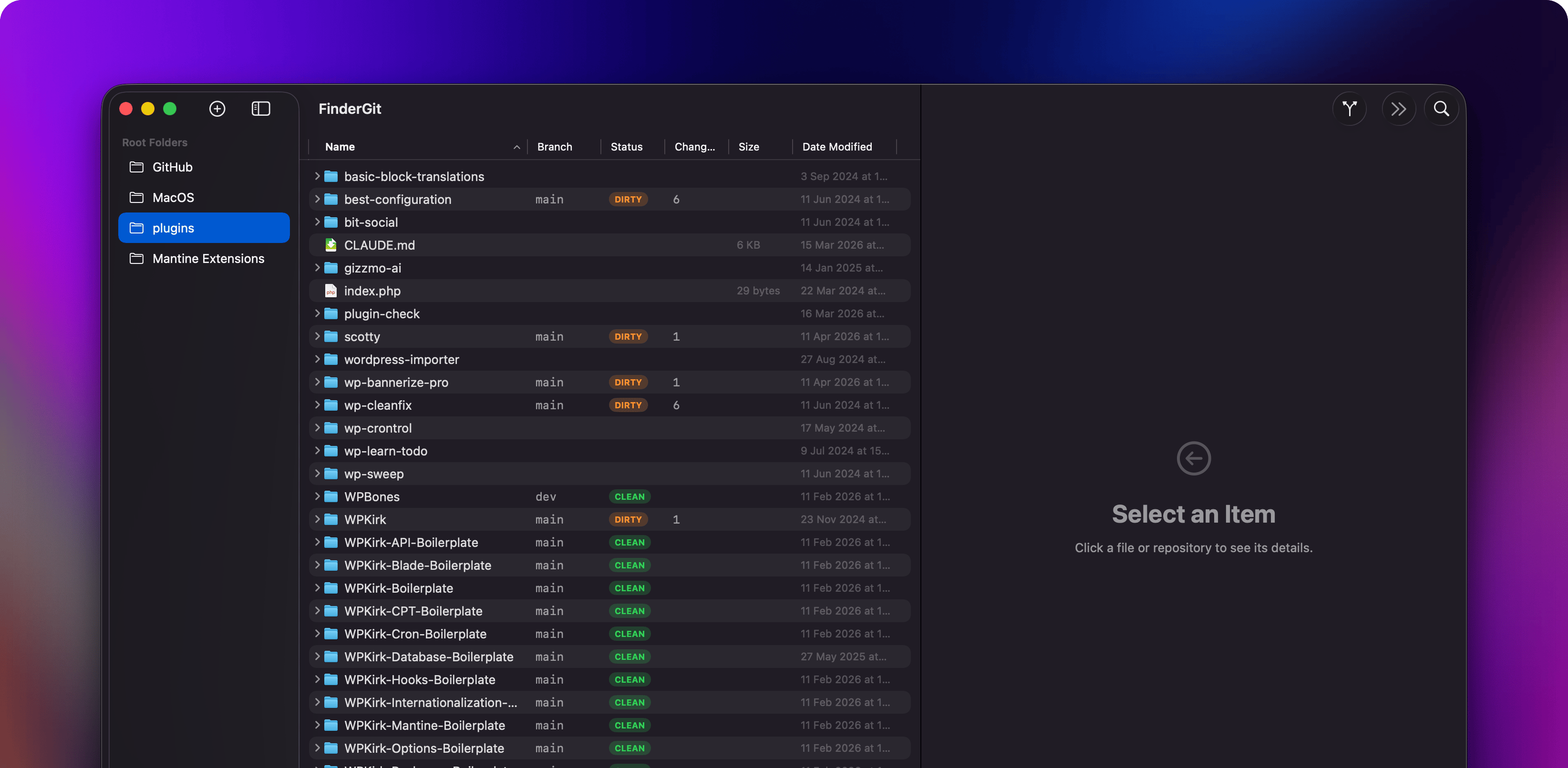 FinderGit main window